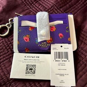 NWT purple Coach CC ID holder  smoke free